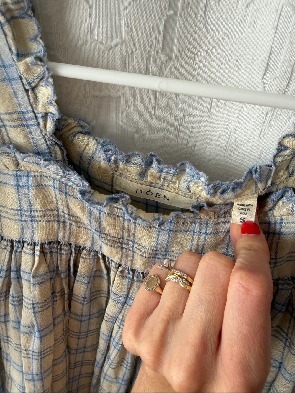 DÔEN Frede Mini Dress in Blue Meadowlark Plaid - Picture 7 of 10